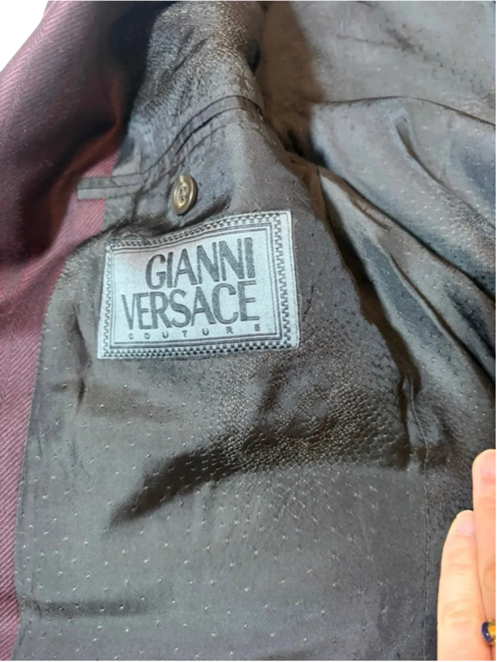 Gianni Versace Couture Burgundy Stripe Blazer 52 IT Wool Italy Classic